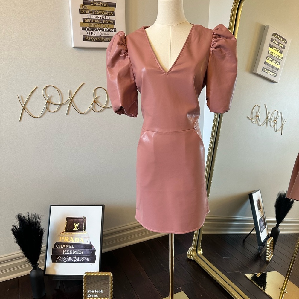 AS by DF Elegant Pink Puff Sleeve Dress